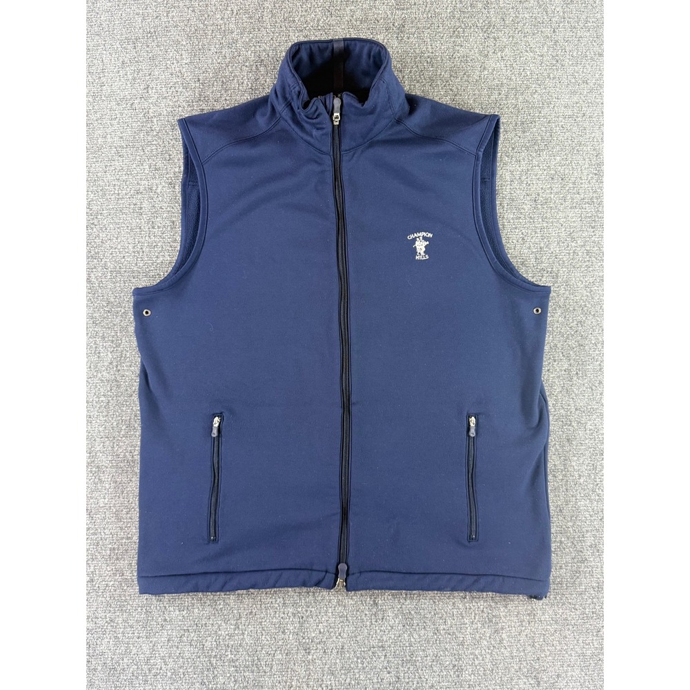 Polo Golf Ralph Lauren Mens Navy Blue Full Zip Softshell Vest Champion Hills M - Picture 1 of 7